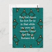 De Schrift van de Liefde van God Citaat Romans 5:8 Briefkaart (Voorkant / Achterkant)