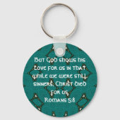 De Schrift van de Liefde van God Citaat Romans 5:8 Sleutelhanger (Voorkant)