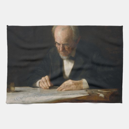 De Schrijfmeneer door Thomas Eakins Theedoek (Horizontaal)