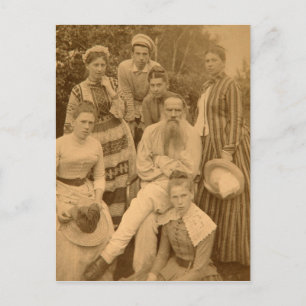 De schrijver Leo Tolstoy met zijn familie Briefkaart