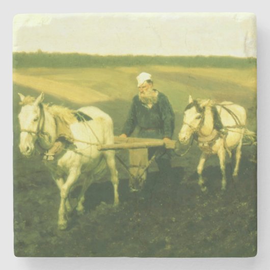 De schrijver Lev Nikolaevich Tolstoy Stenen Onderzetter (Voorkant)