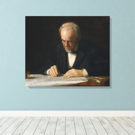 De schrijver van Thomas Eakins Canvas Afdruk (Insitu (Houten vloer))