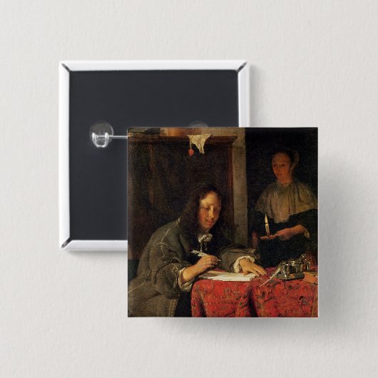 De schrijver vierkante button 5,1 cm (Voorkant /achterkant)