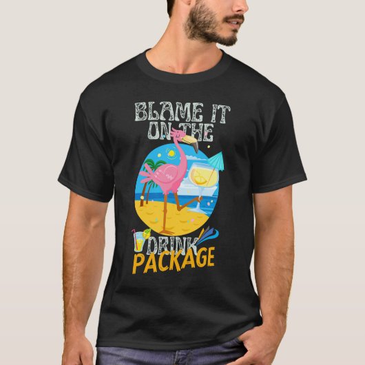 De schuld het op het Pakket van de Drink Flamingo T-shirt (Voorkant)