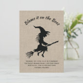 De schuld ligt bij de Boos Burlap Halloween Party Kaart (Staand voorkant)