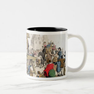 De schuld tweekleurige koffiemok