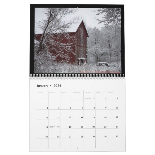 De schuren van Central NY Kalender (Jan 2026)