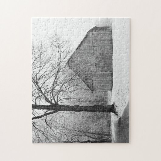 De schuur Vroege winter sneeuw Legpuzzel (Verticaal)