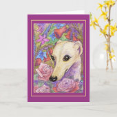De schuwe Whippet van de Bloem Kaart (Gele Bloem)