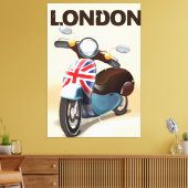 De  scooter Union jack van Londen reisposter. Canvas Afdruk (Insitu (Woonkamer))