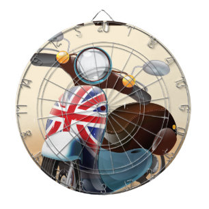 De  scooter Union jack van Londen reisposter. Dartbord