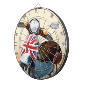 De scooter Union jack van Londen reisposter. Dartbord (Voorkant Rechts)
