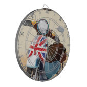 De scooter Union jack van Londen reisposter. Dartbord (Voorkant Links)