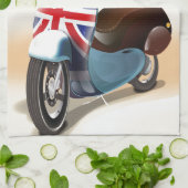 De scooter Union jack van Londen reisposter. Theedoek (Gevouwen)