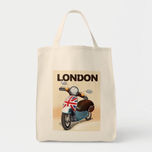 De scooter Union jack van Londen reisposter. Tote Bag (Voorkant)