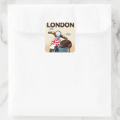 De  scooter Union jack van Londen reisposter. Vierkante Sticker (Tas)
