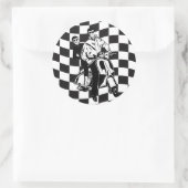 De scooter van de de stijlcontrole van Retro jonge Ronde Sticker (Tas)