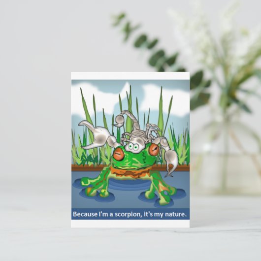De Scorpion en de kikker Briefkaart (Staand voorkant)