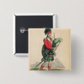 De Scotch Piper Vierkante Button 5,1 Cm (Voorkant /achterkant)