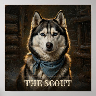 De Scout Siberian Husky Vintage Western Huisdier P Poster