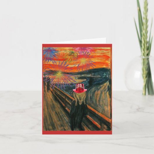 De scream, Happy New Year, Fine Art van Munch Feestdagen Kaart (Voorkant)
