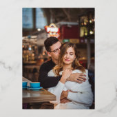 De Script V Modern 2 Foto Save the Date Folie Uitnodiging (Achterkant)