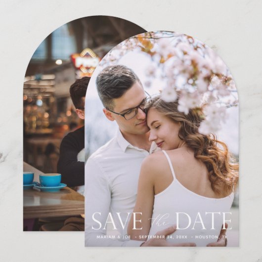 De Script V Modern 2-foto Sla de datumboog op Kaart (Voorkant / Achterkant)