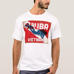 De Scuba-duiker van Vietnam - Blauwe Retro T-shirt