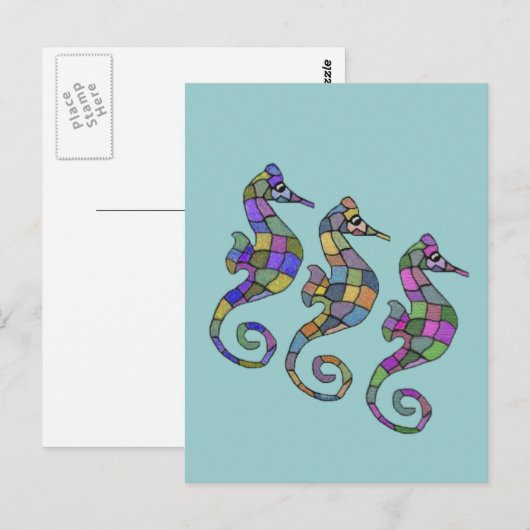 De Seahorse Rainbow Briefkaart (Voorkant / Achterkant)
