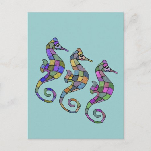 De Seahorse Rainbow Briefkaart (Voorkant)