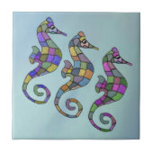 De Seahorse Rainbow Ceramic Tile Tegeltje (Voorkant)