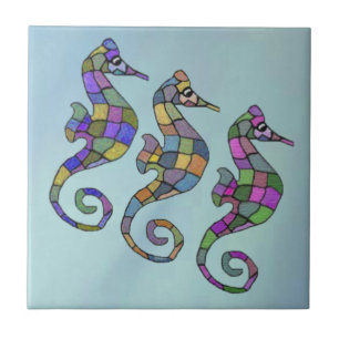 De Seahorse Rainbow Ceramic Tile Tegeltje