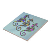 De Seahorse Rainbow Ceramic Tile Tegeltje (Zijkant)