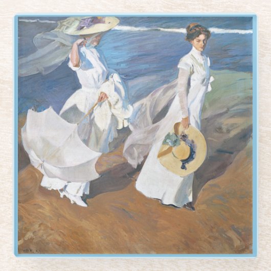De Seashore, Joaquín Sorolla Glazen Onderzetter (Voorkant)