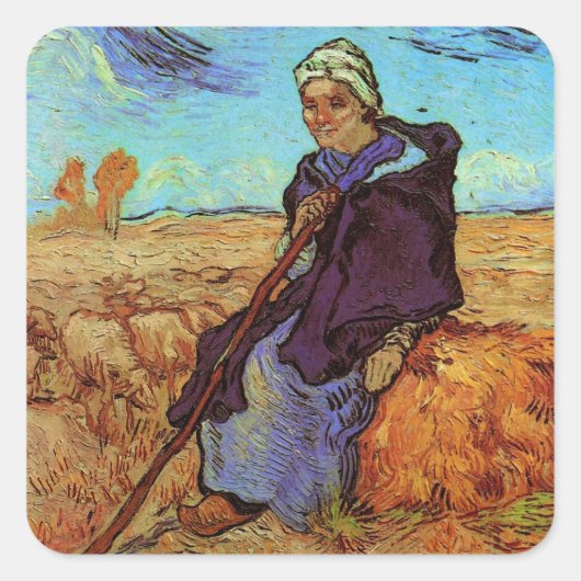 De sedes (na Millet) van Vincent van Gogh Vierkante Sticker (Voorkant)