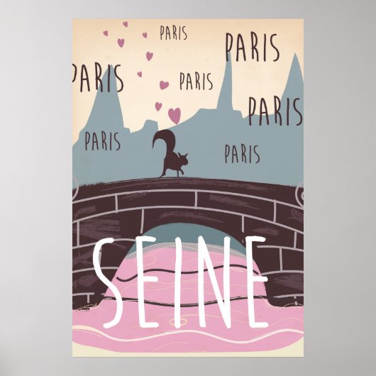 De Seine, Parijs, frankrijk poster van het vintage (Voorkant)