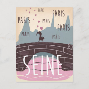 De Seine, Parijs, frankrijk poster van het vintage Briefkaart