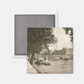 de seine, parijs, frankrijk Vintage Magneet (Voorkant / Achterkant)
