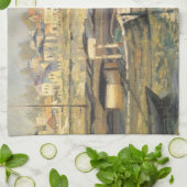 De Seine te Asnieres door Claude Monet Theedoek (Gevouwen)