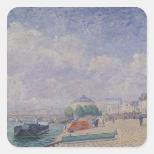 De Seine te Bercy, 1885 Vierkante Sticker (Voorkant)