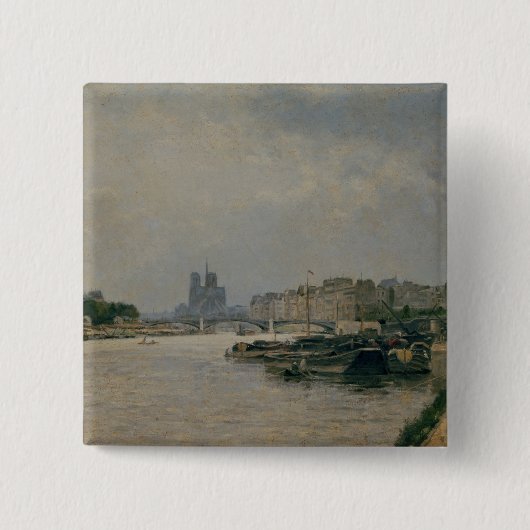 De Seine van de Quai de la Rapee Vierkante Button 5,1 Cm (Voorkant)