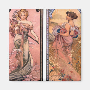 De seizoenen (lente, zomer) Alphonse Mucha Magneet
