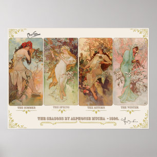 De seizoenen van Alphonse Mucha Poster