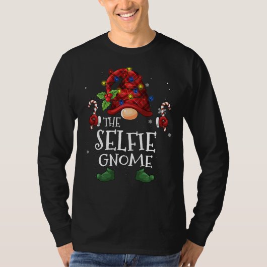 De Selfie Gnome Buffalo met kerstboomstructuur T-shirt (Voorkant)