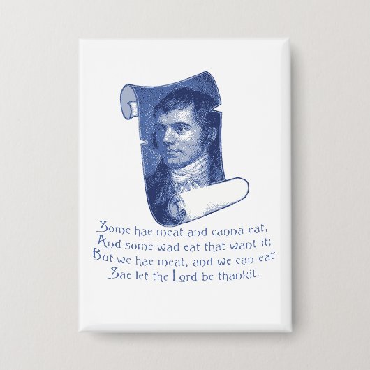 De Selkirk Grace Burns Night Avondmaal Gebed Blauw Button (Voorkant)