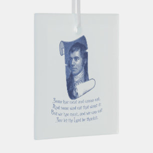 De Selkirk Grace Burns Night Avondmaal Gebed Blauw Glas Ornament