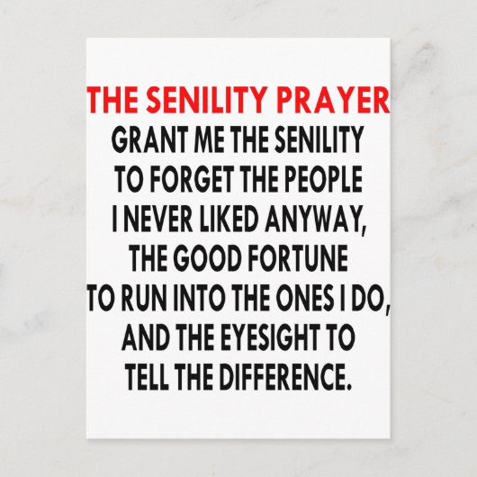 De Senility Prayer Briefkaart (Voorkant)
