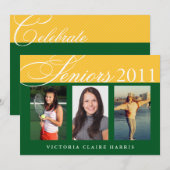De senioren vieren gouden groene foto's afstuderen kaart (Voorkant / Achterkant)