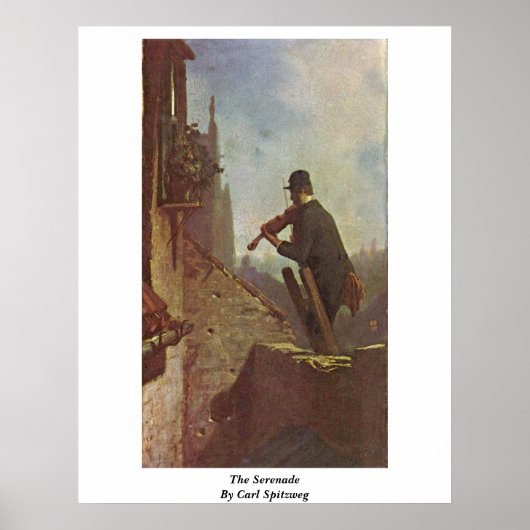 De Serenade door Carl Spitzweg Poster (Voorkant)