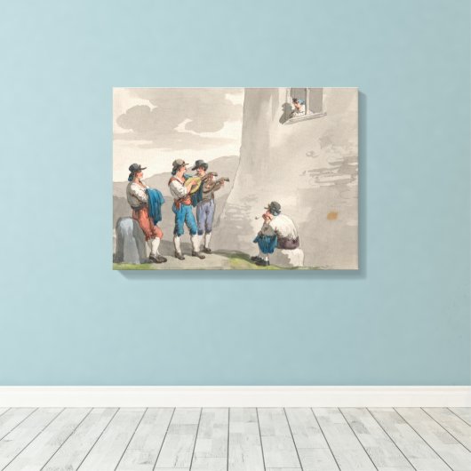 De Serenade (Liefde) (Romantische Scene) Canvas Afdruk (Insitu (Houten vloer))